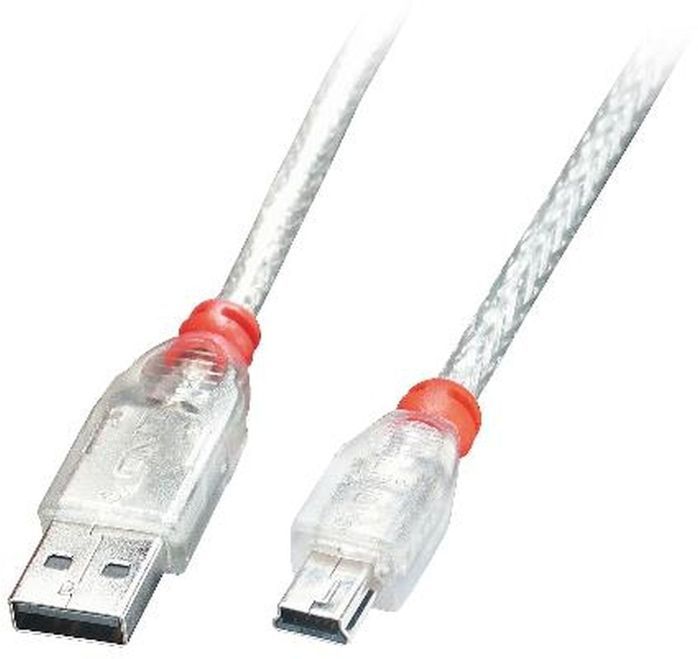 Cable de datos USB A a Mini USB B 2 m transparente