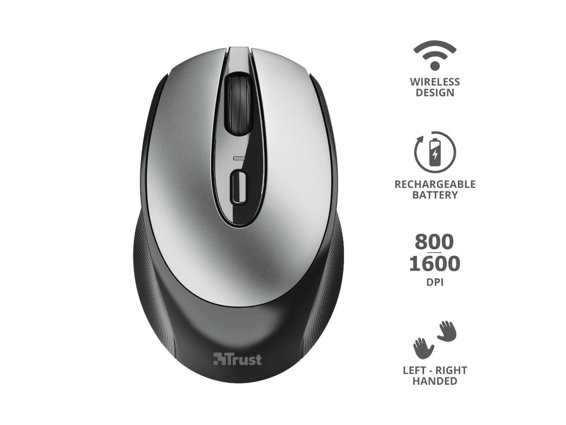 Ratón Inalámbrico Ambidiestro Óptico 1600 DPI