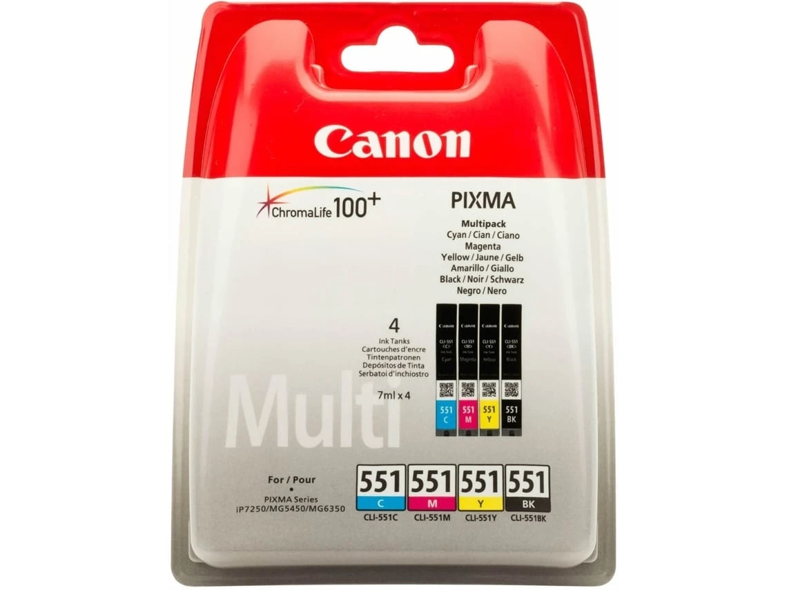 Pack de cartuchos de tinta CANON CLI-551 colores
