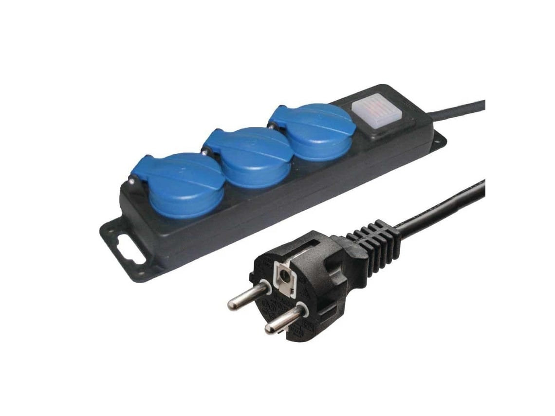 Power extension 3-socket with switch and covers 1.5 m
