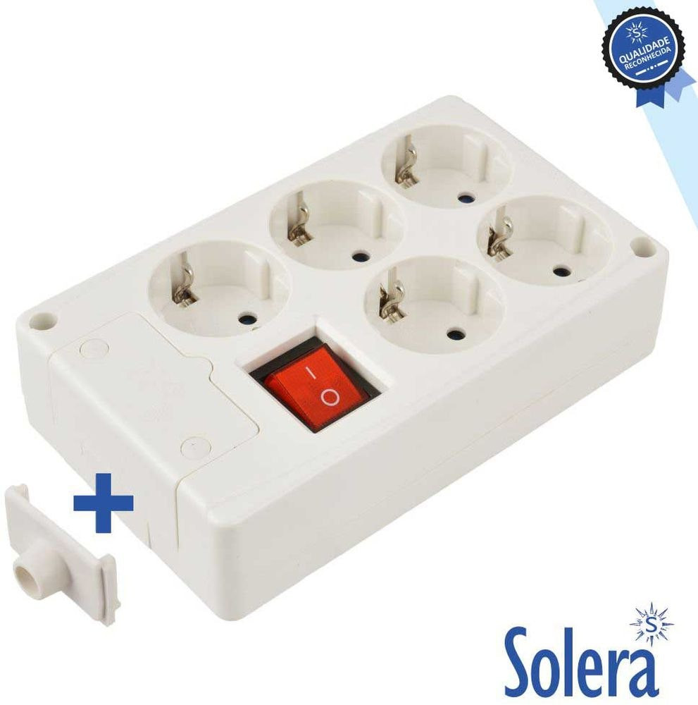 Extensión eléctrica blanca de 5 tomas