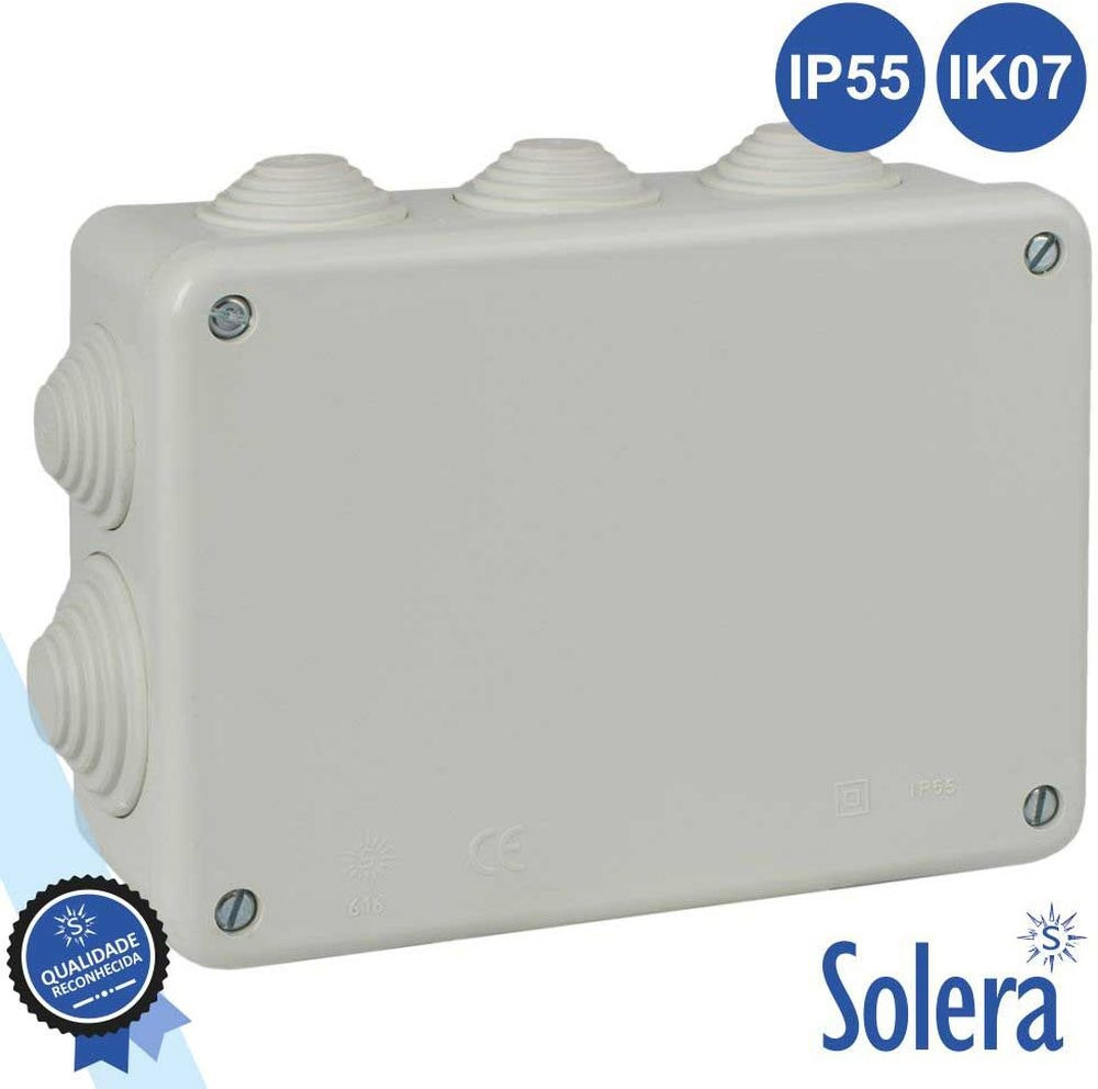 Watertight junction box with 8 glands 153 x 110 x 55 mm