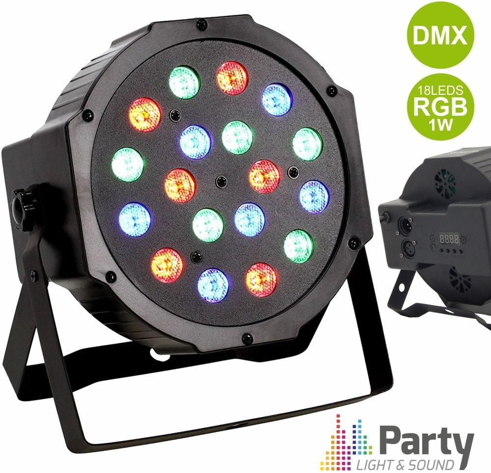 Proyector PAR RGB 18x1W con DMX y Micrófono