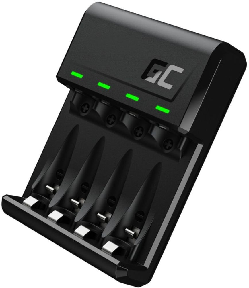 Cargador de pilas Ni-MH AA/AAA con puertos USB-C y micro USB