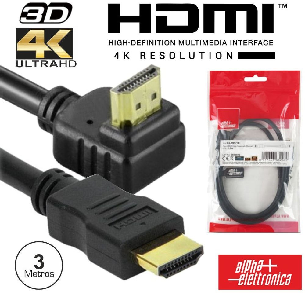 HDMI 2.0 Cable 4K 90º Male-to-Male 3 m