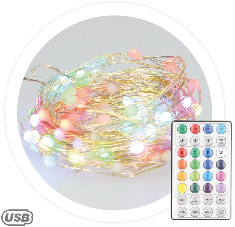 USB LED string light RGB 9.9 m with remote 32 functions