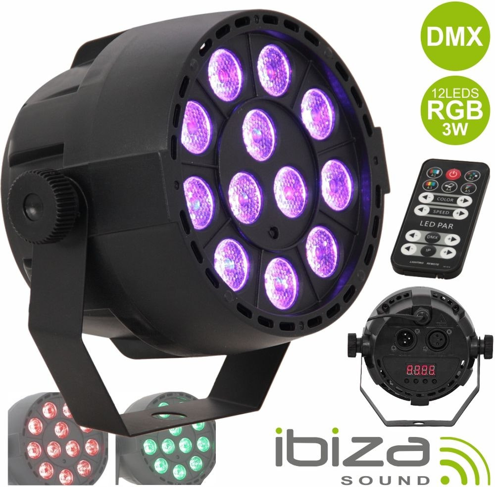 Proyector PAR LED RGB 12x3W con Soporte y Mando