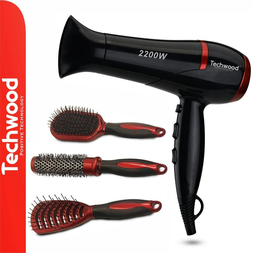 Secador de pelo y set de 3 cepillos 2200W