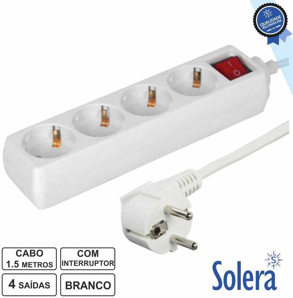 Regleta eléctrica 4 salidas con interruptor y cable 1,5 m