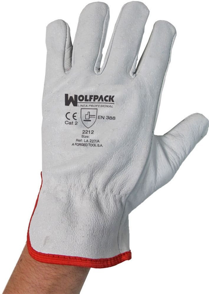 Work leather gloves with hanger pair