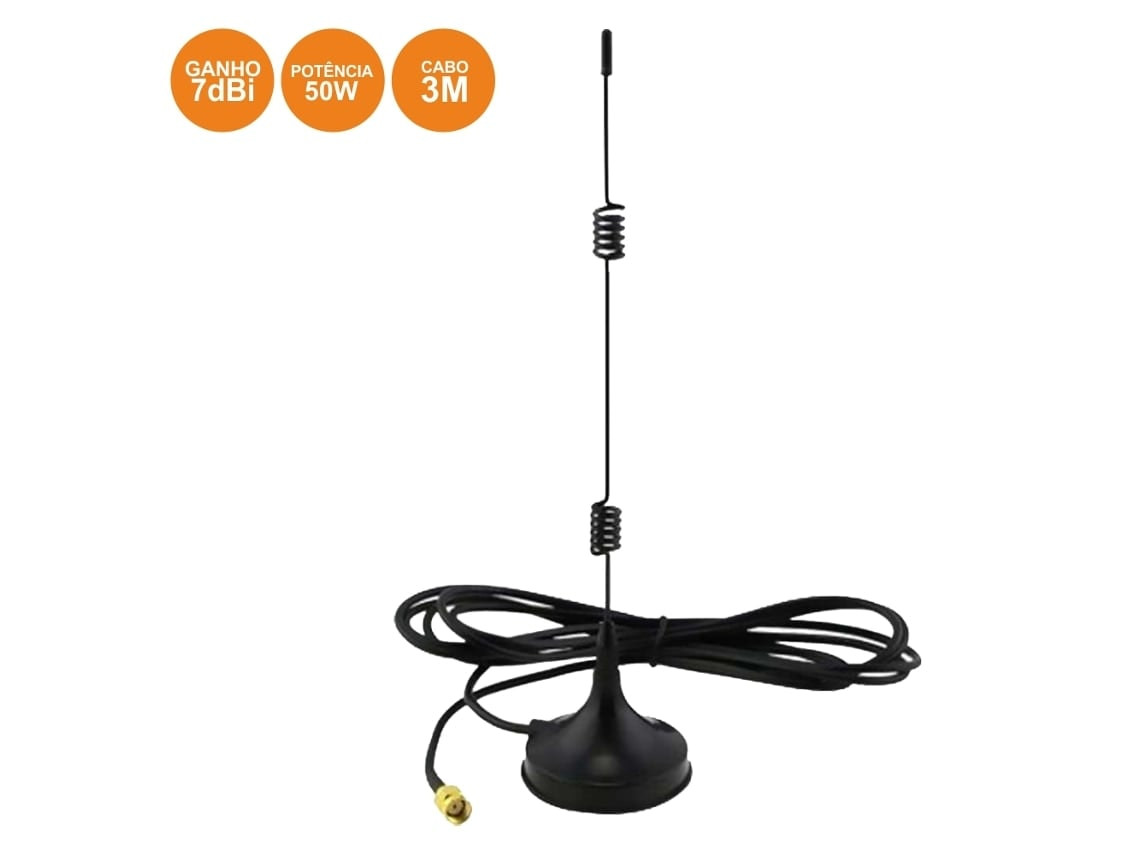 Omnidirectional Wi‑Fi antenna 2.4 GHz 7 dBi 3 m cable