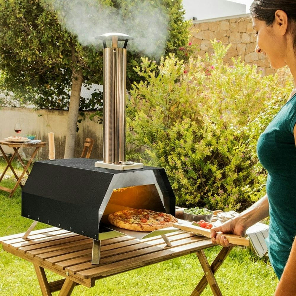 Horno de pellets Pizzahven con accesorios piedra y acero inoxidable