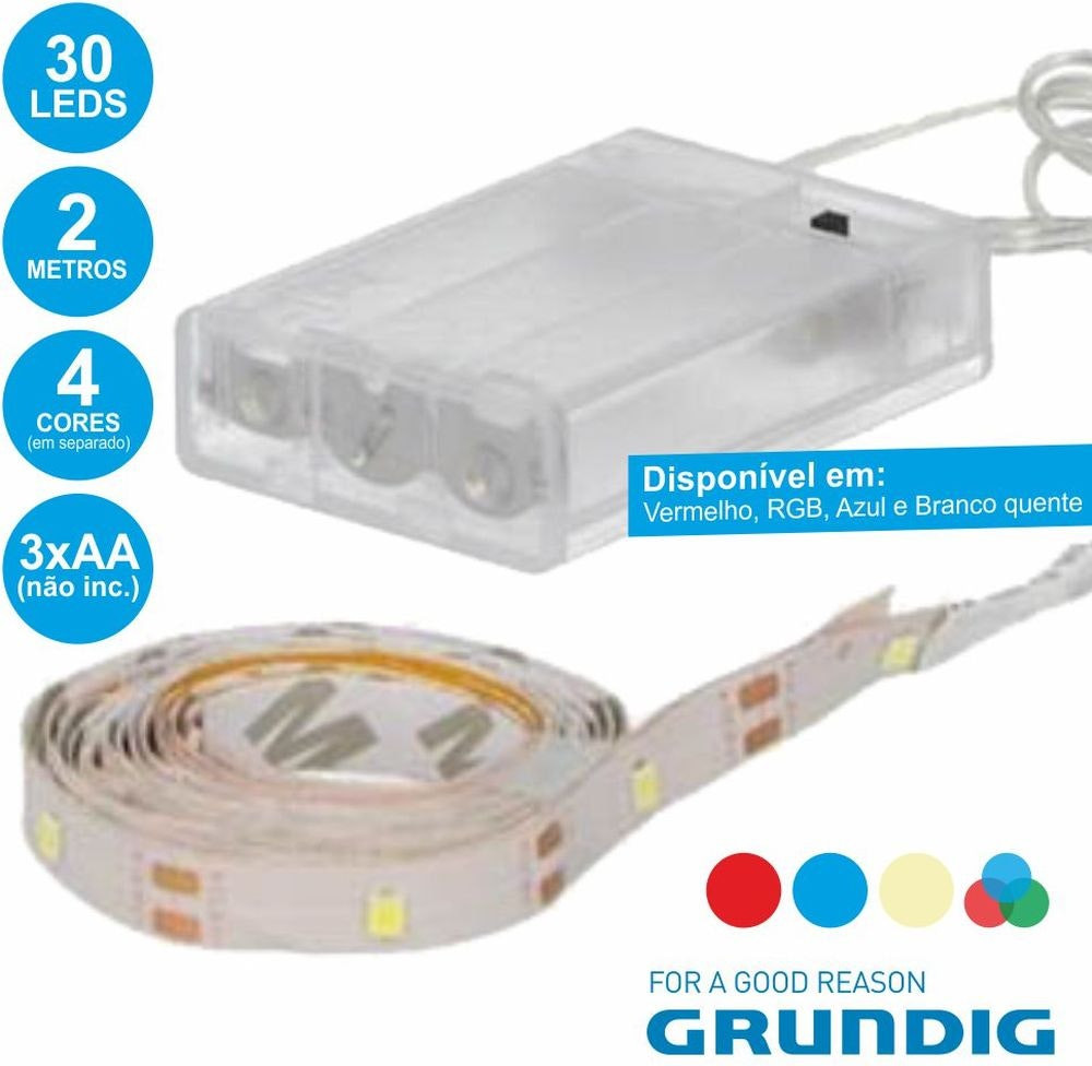 Flexible 60 LED strip 2m warm white battery powered with switch