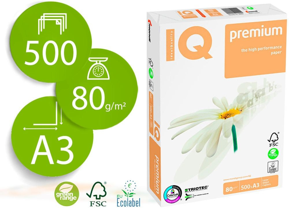 Papel para fotocopiadora MONDI IQ Premium A3 80 g/m²