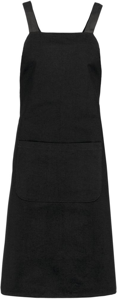 Cotton apron with pocket black