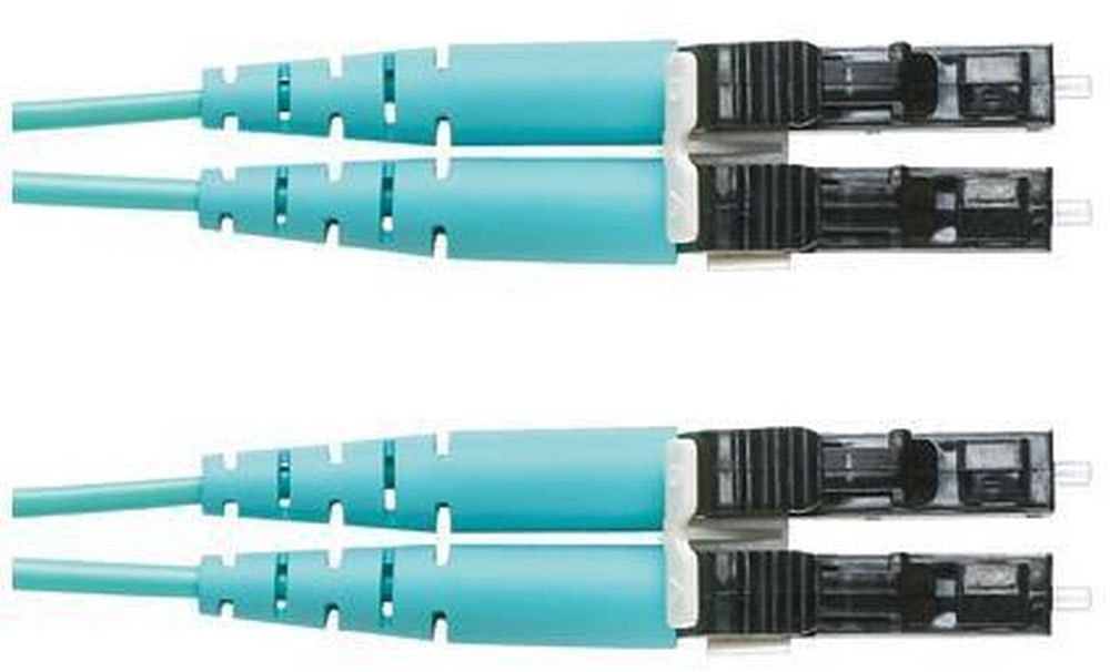 Cable patch de fibra LC-LC dúplex OM4 aqua 1 m