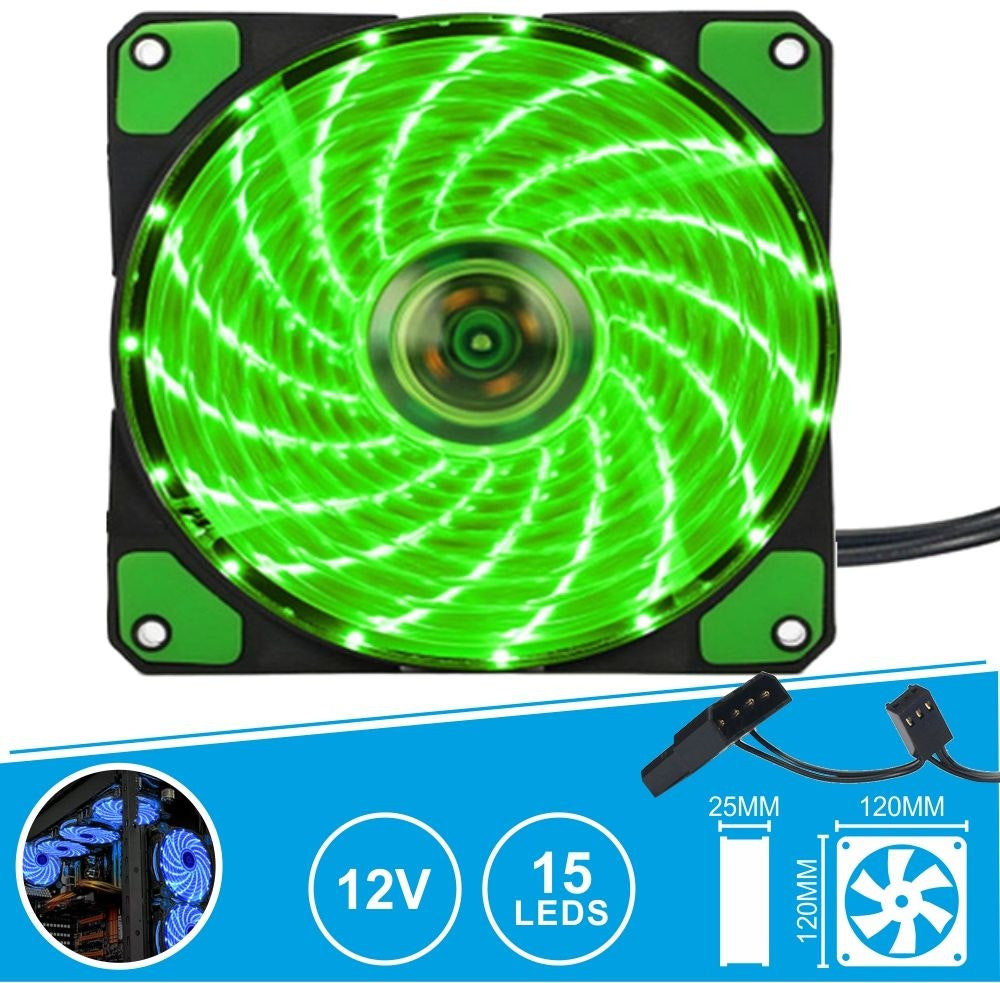 12V portable fan with 15 LEDs green