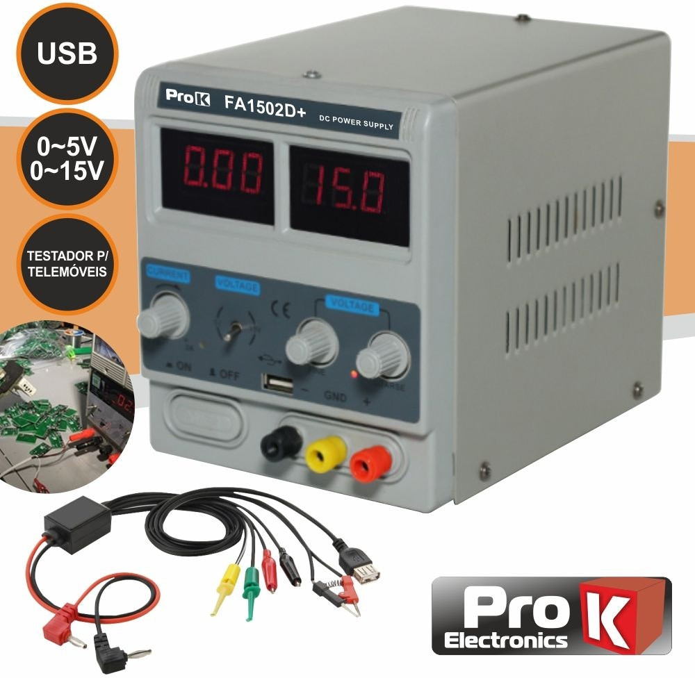 Fuente de alimentación digital 0-15V 0-2A con USB