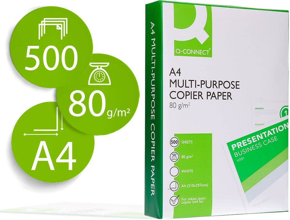 Papel fotocópia Din A4 Q-CONNECT 500 folhas 80 gr.