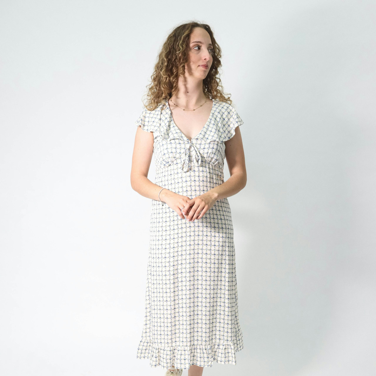 Elouise midi dress cream white floral