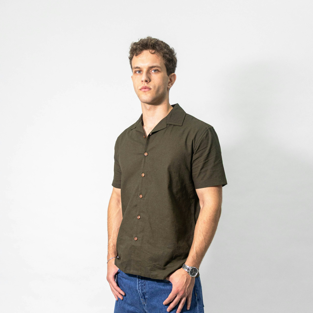 Camisa de lino corte regular