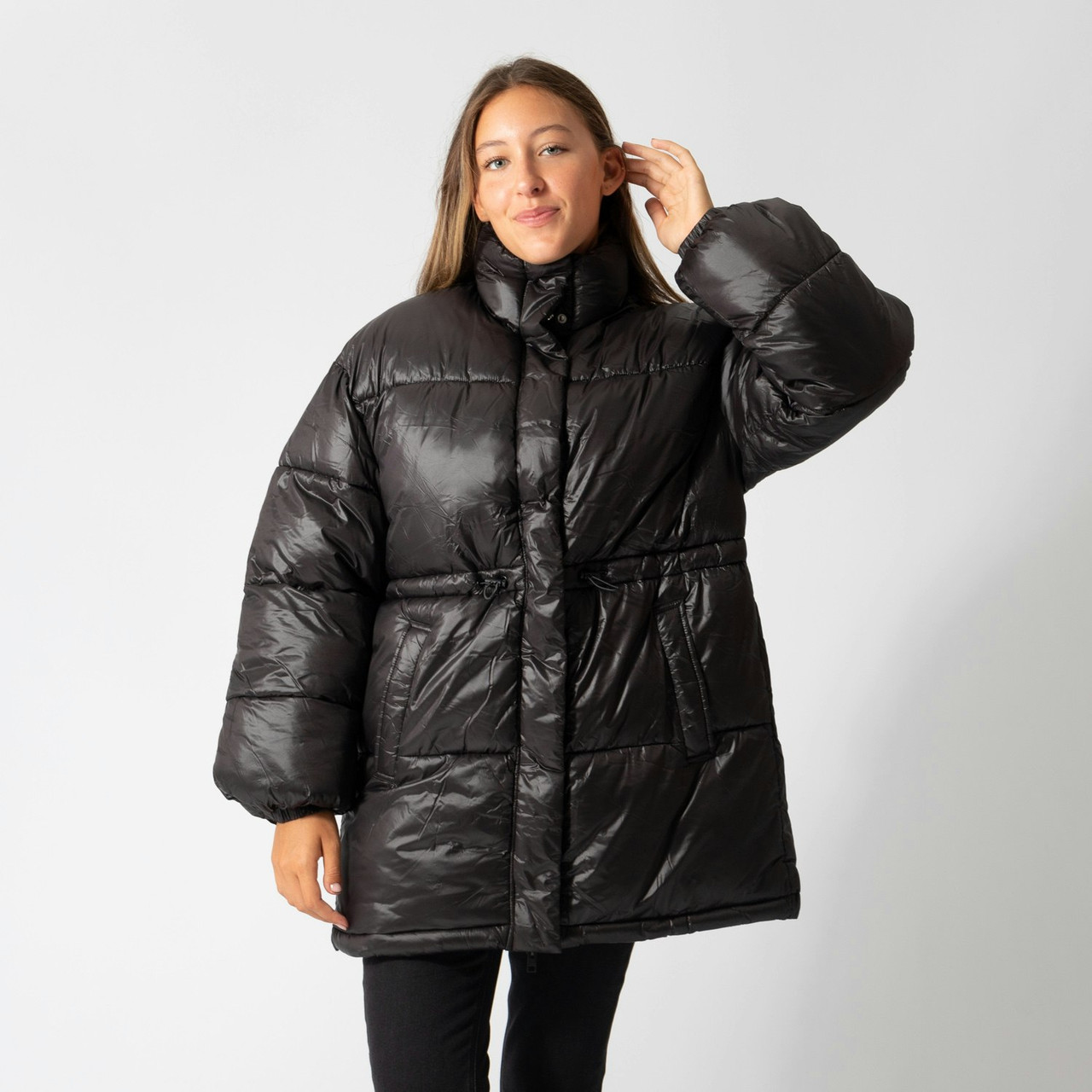 Cazadora puffer con brillo heather