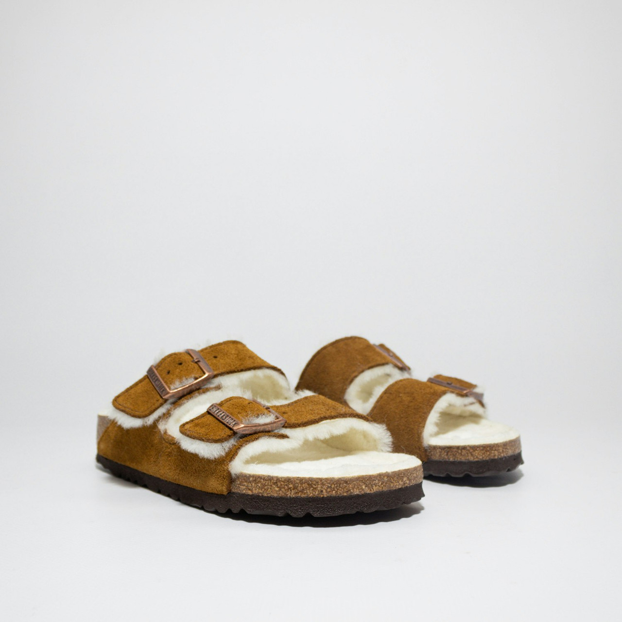Arizona shearling suede and leather sandals