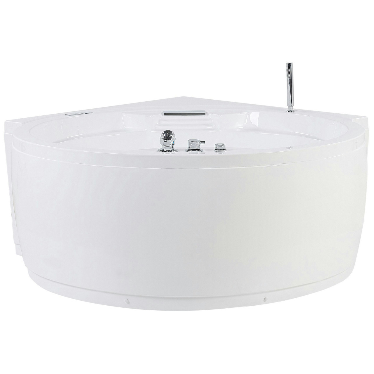 Bañera de hidromasaje de esquina Milano en acrílico blanco con Bluetooth