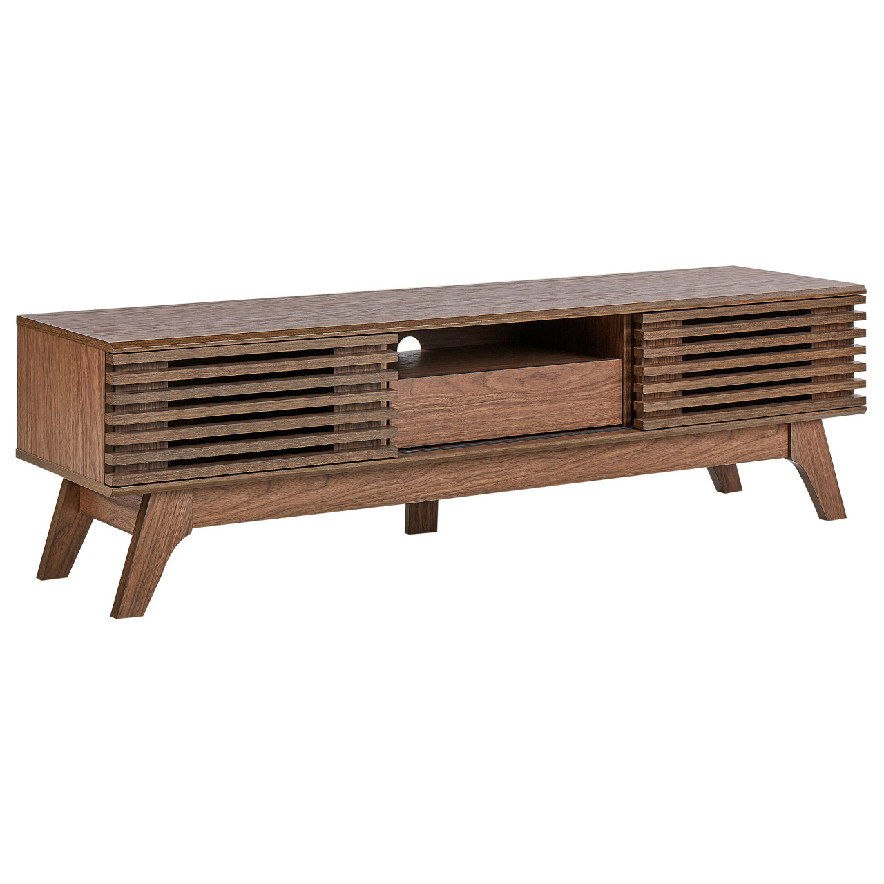 Mueble TV Detroit en tablero de partículas con acabado madera oscura