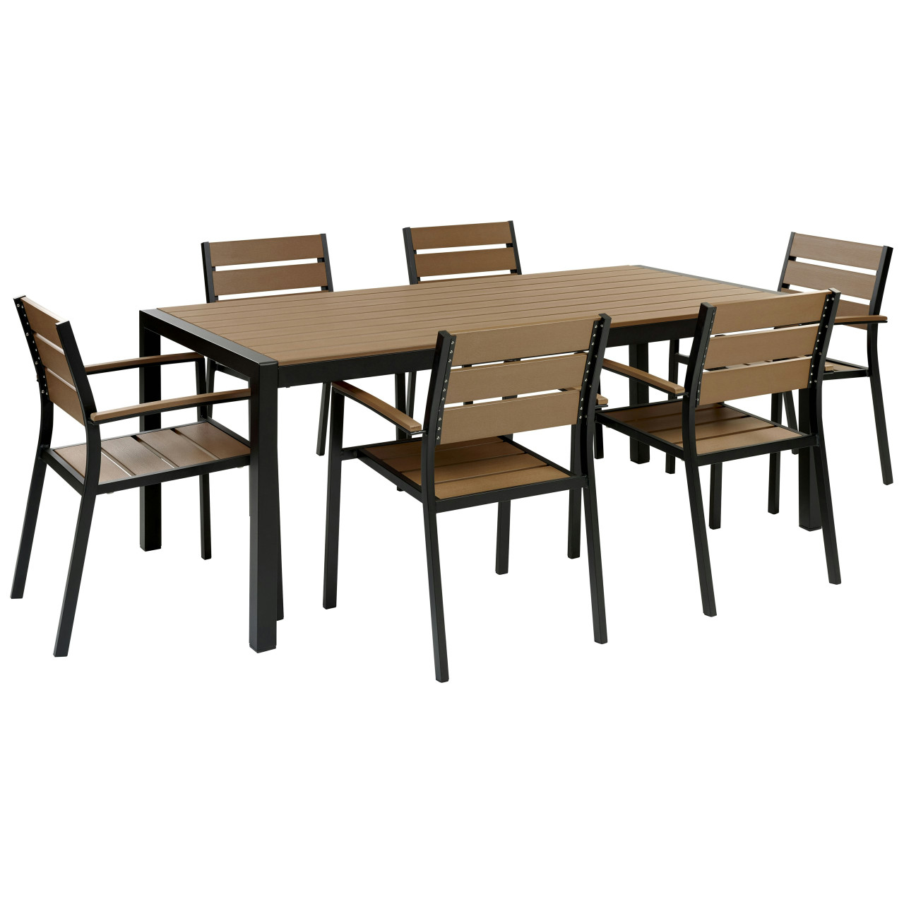 Conjunto de comedor Vernio en madera plástica y aluminio 180x90x76