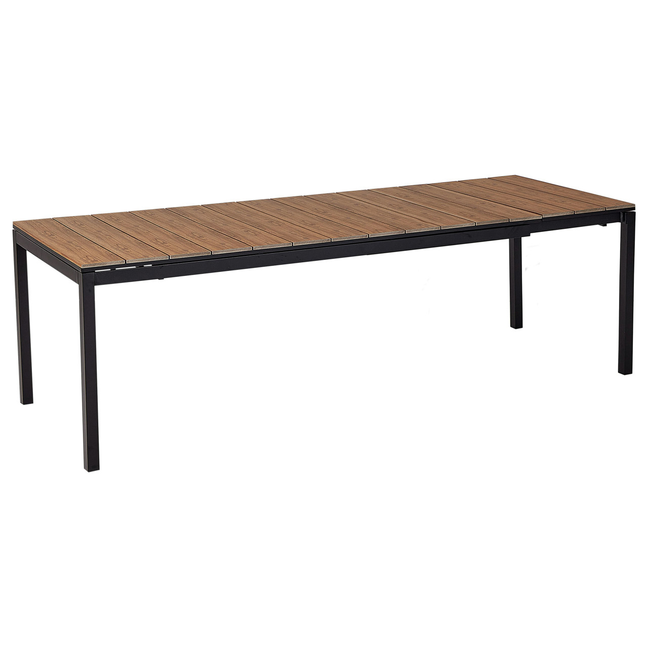 Mesa de jardín extensible Tofane aluminio con tablero efecto madera