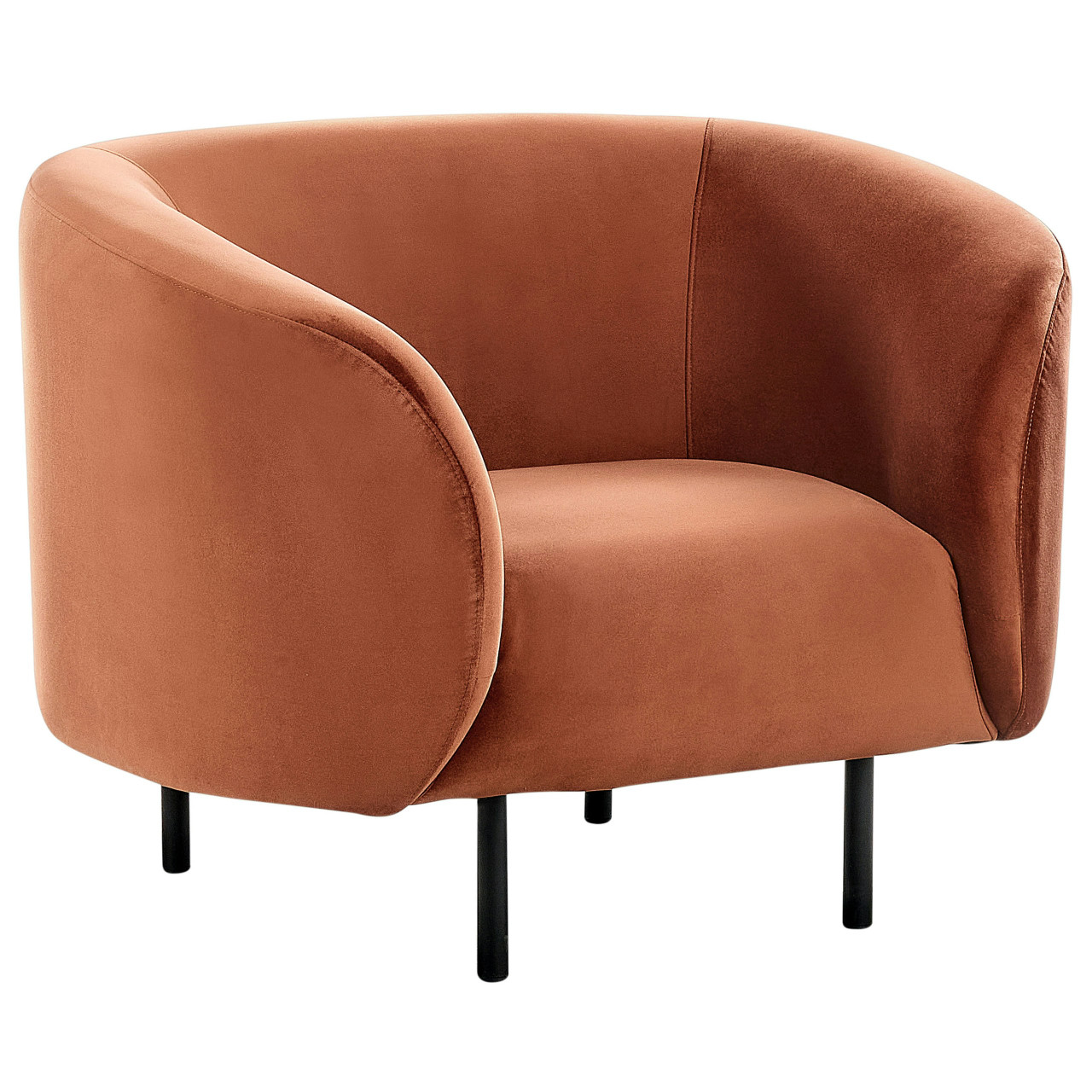 Sillón Loen en terciopelo naranja