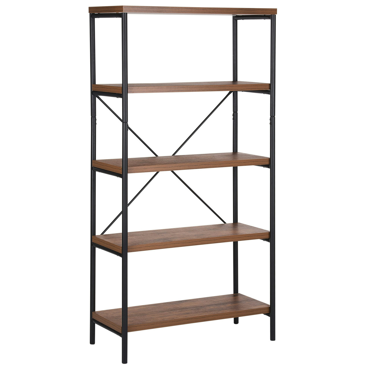 Brisbane shelf in MDF and steel, dark wood finish