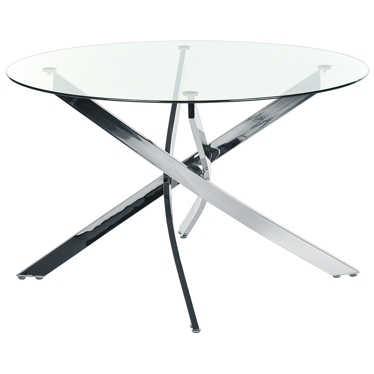 Mesa de comedor Maramo con tablero de vidrio templado y marco cromado