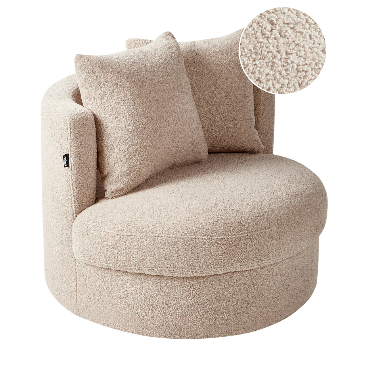 Dalby boucle armless swivel armchair cream