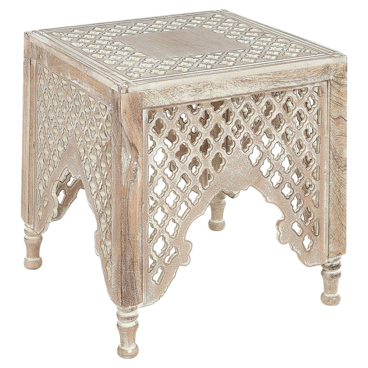 Mesa auxiliar Kadma de madera de mango lacada, cuadrada