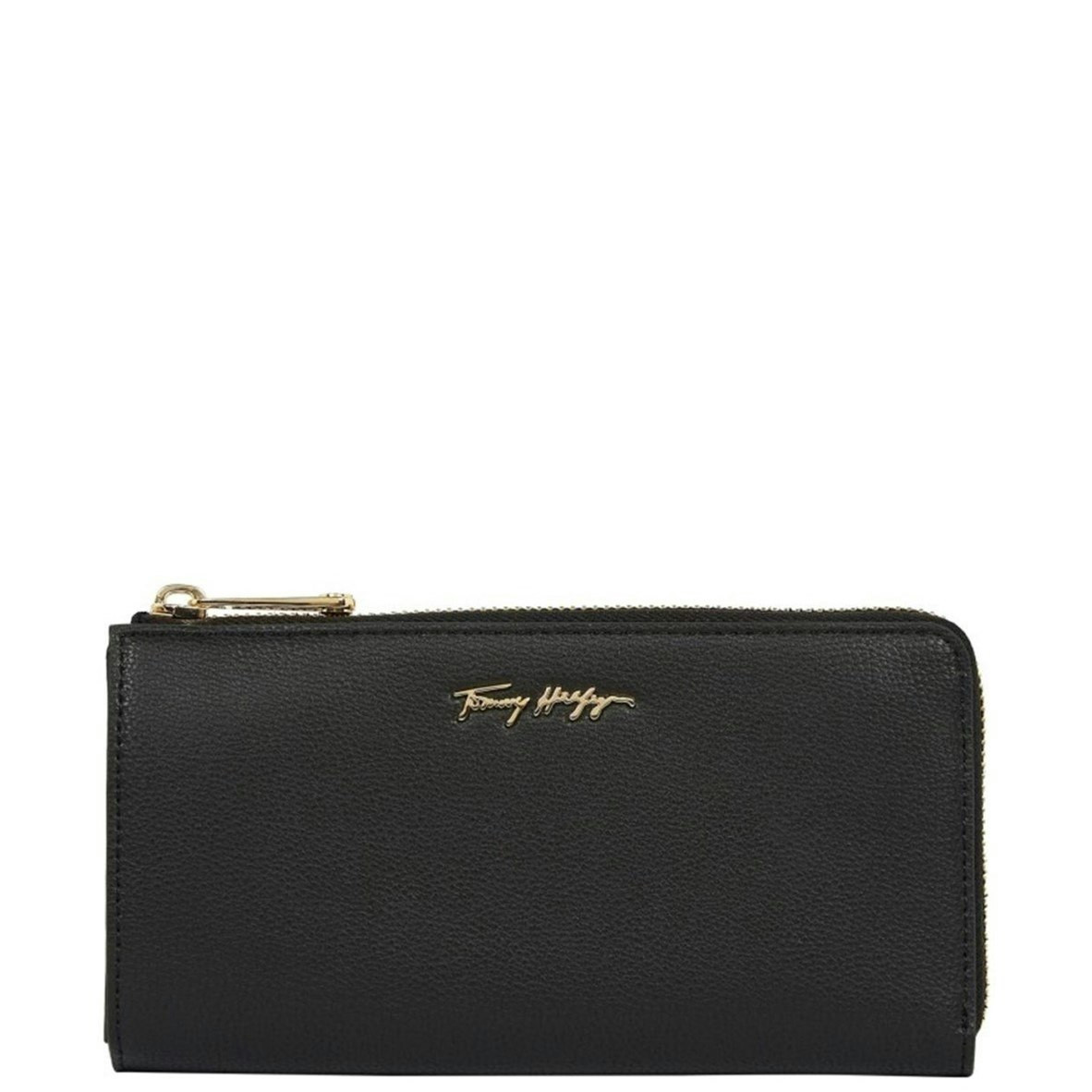 Black polyurethane wallet with zip and coin pocket