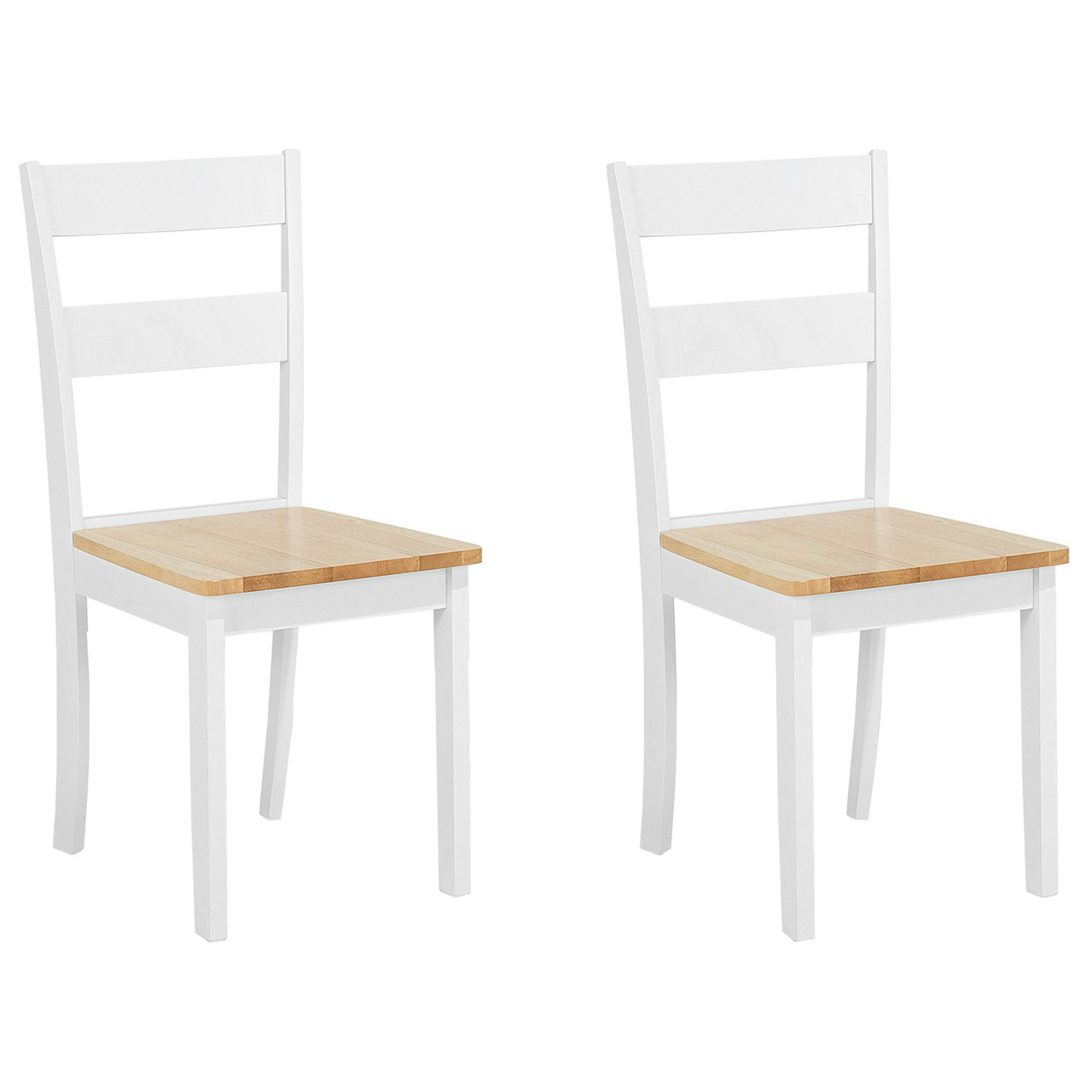 Conjunto de 2 sillas de comedor Georgia en madera de caucho lacada blanco