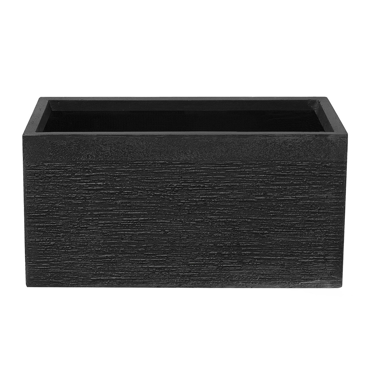 Maceta Myra rectangular de fibra de arcilla negro