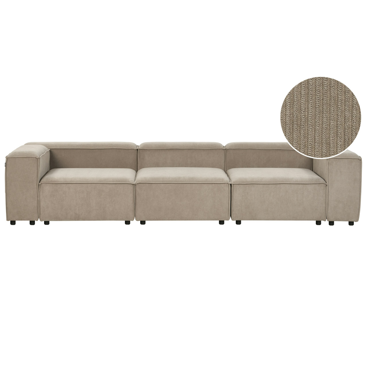 Sofá Modular De 3 Lugares Beliani Ardal De Bombazine Creme 328x120x68