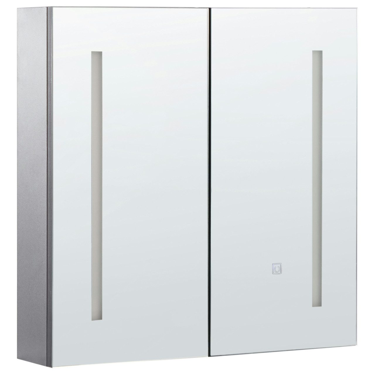Wall-mounted bathroom cabinet with mirror and LED plywood black