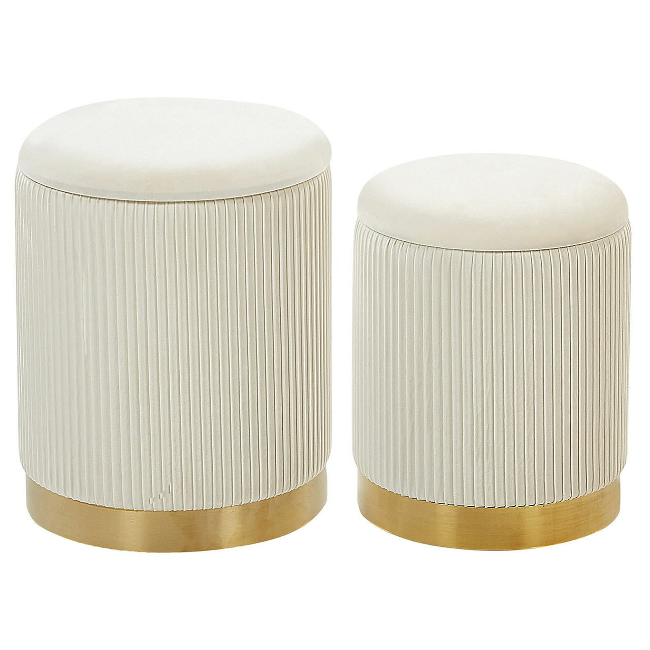 Conjunto de 2 tamboretes Miramar veludo branco