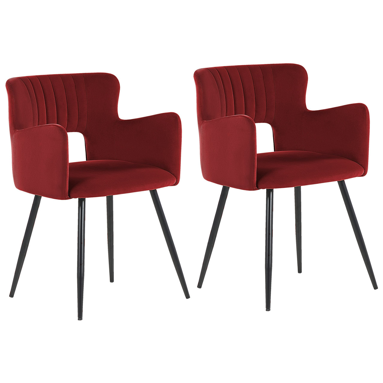 Set of 2 Sanilac Velvet Dining Chairs with Armrests