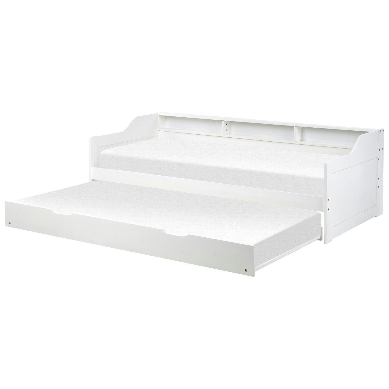 Cama doble Edern en pino pintado con cajón y somier extra