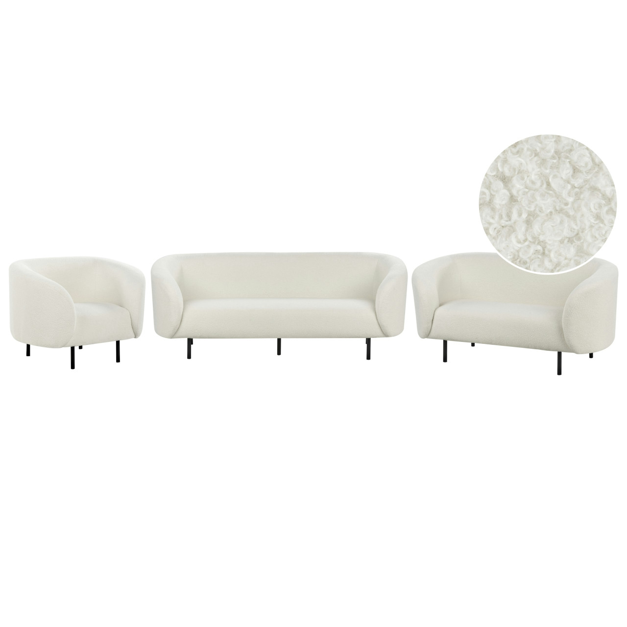Conjunto de sofás Loen en bouclé blanco