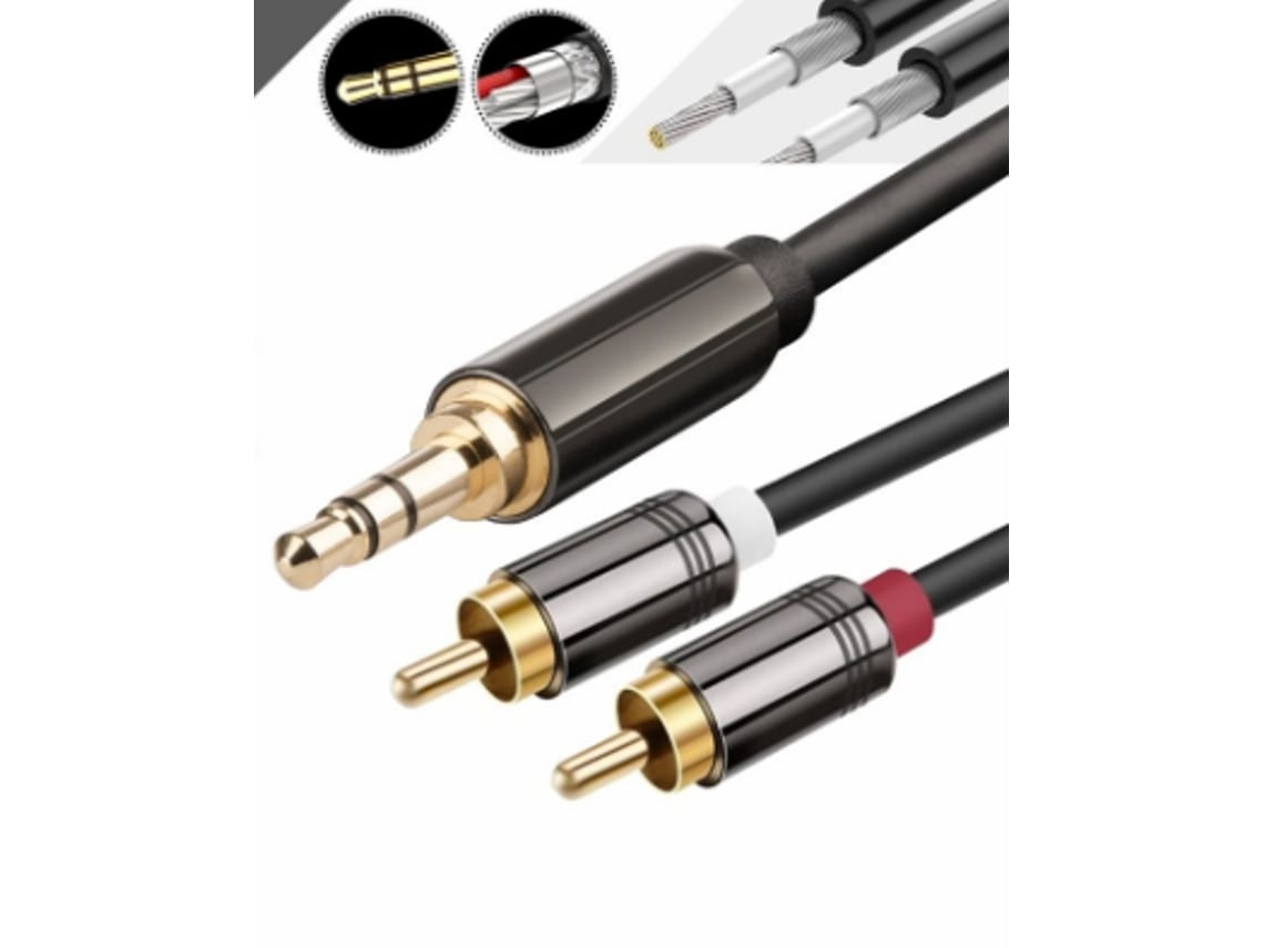 Cable de audio 3,5 mm macho a 2x RCA macho, 2 m