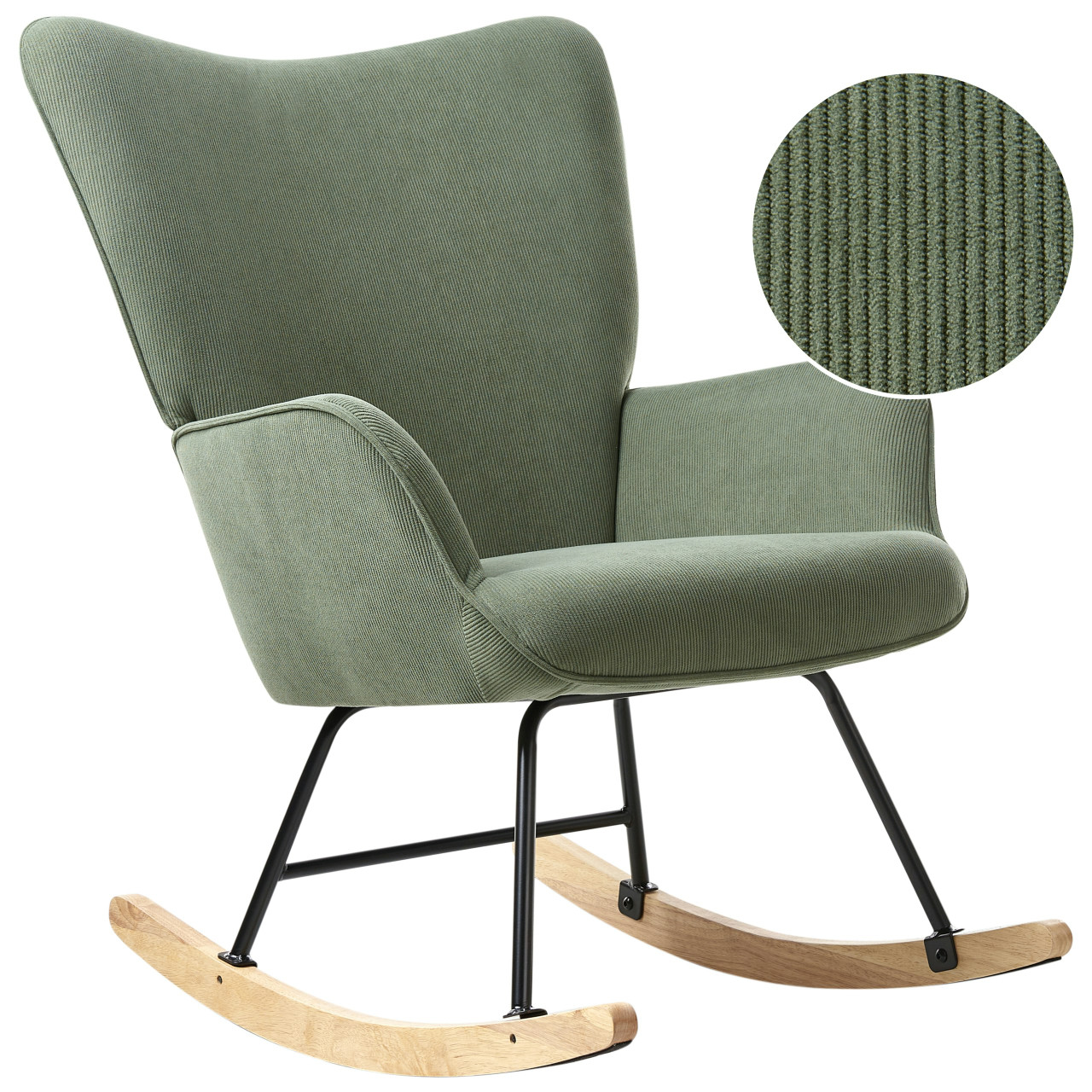 Sillón mecedor Arset bombazina verde