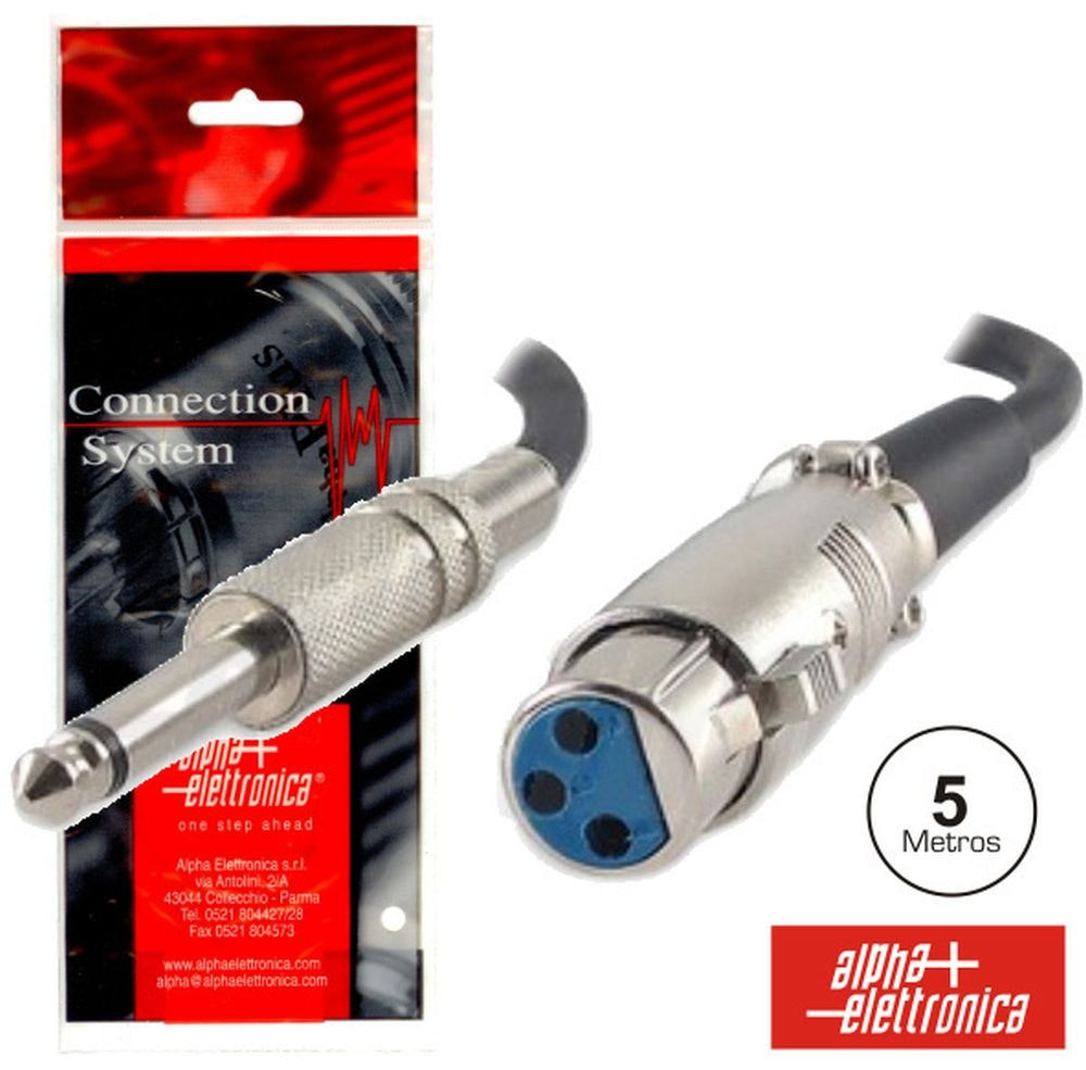 Cable XLR 3 pines hembra a jack mono 6,35 mm 5 m