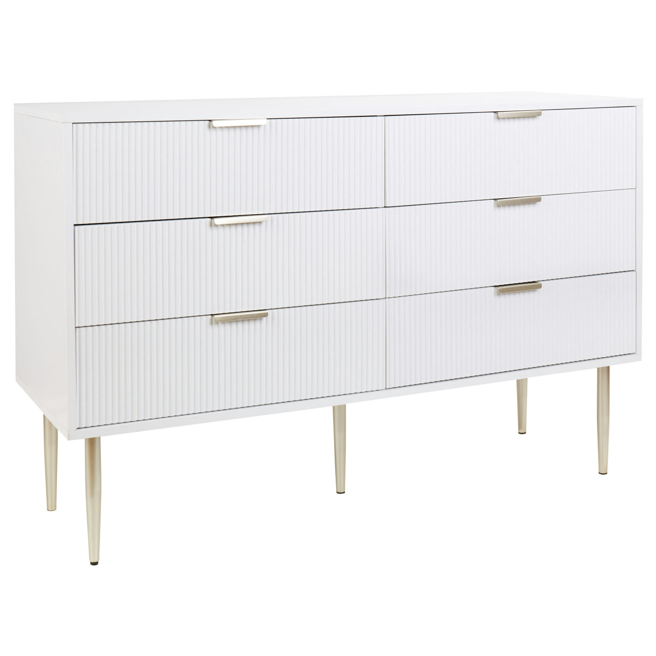 Soho chest of drawers in painted MDF with 6 fluted drawers