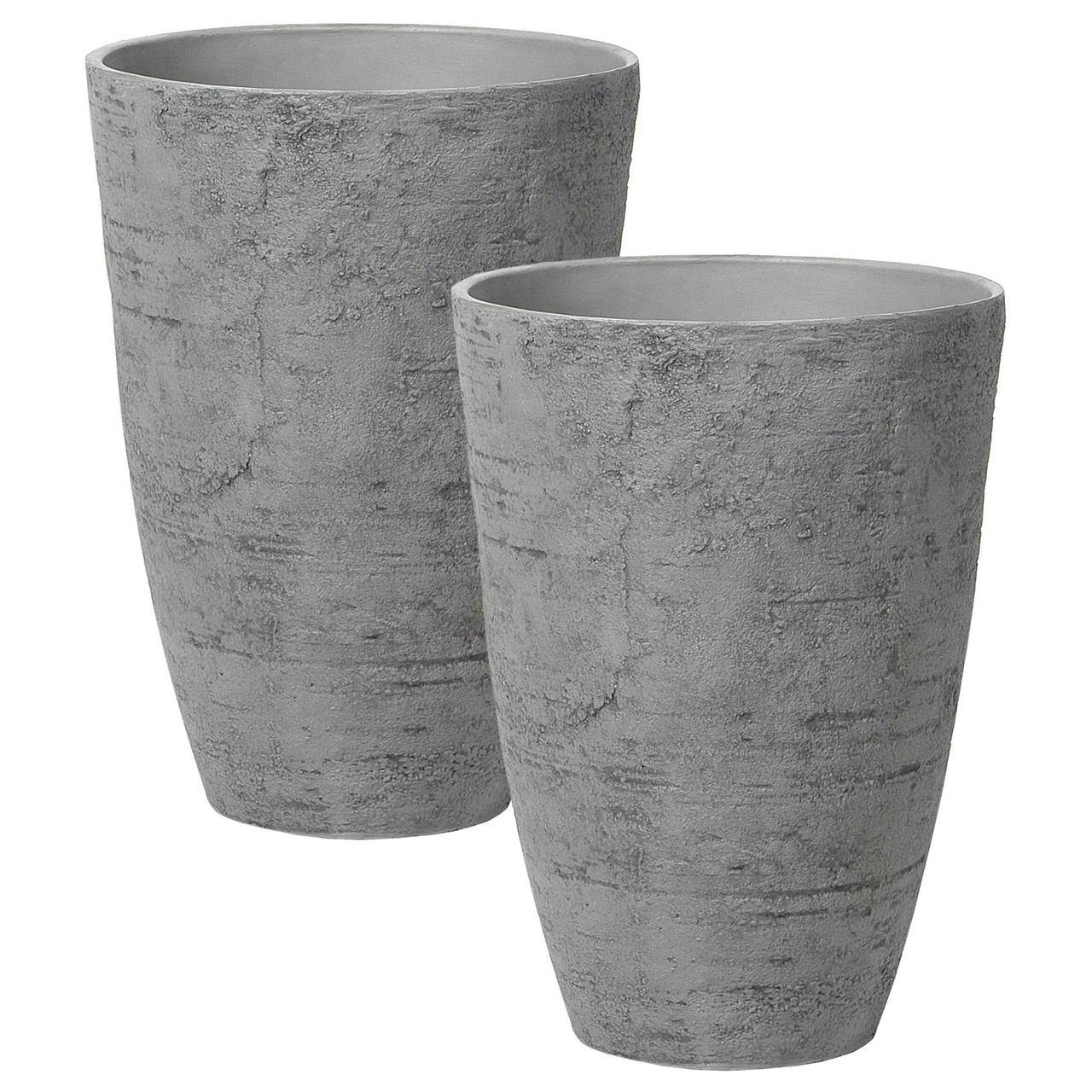 Conjunto de 2 macetas Camia fibra de arcilla gris